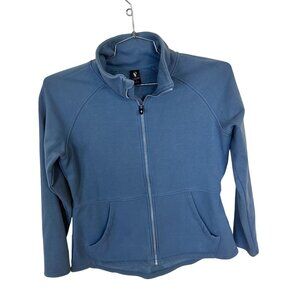Skechers Womens Full Zip Sweatshirt Jacket Large Sky Grey Blue Pockets Athletic